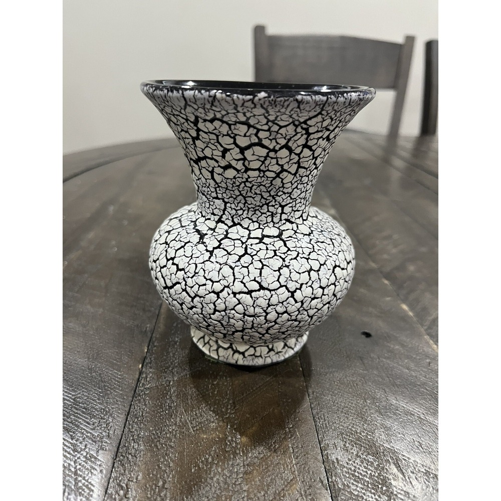 Jasba Art Pottery Vase 5" West Germany Cortina‎ Lava Glaze Design Black/White